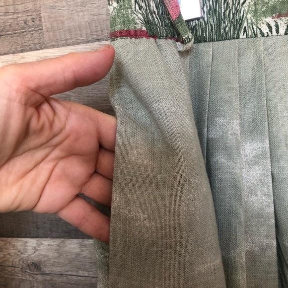 Vintage Linen Cotton  Blend Pleated Boho Prairie Maxi Skirt Medium - Picture 9 of 16